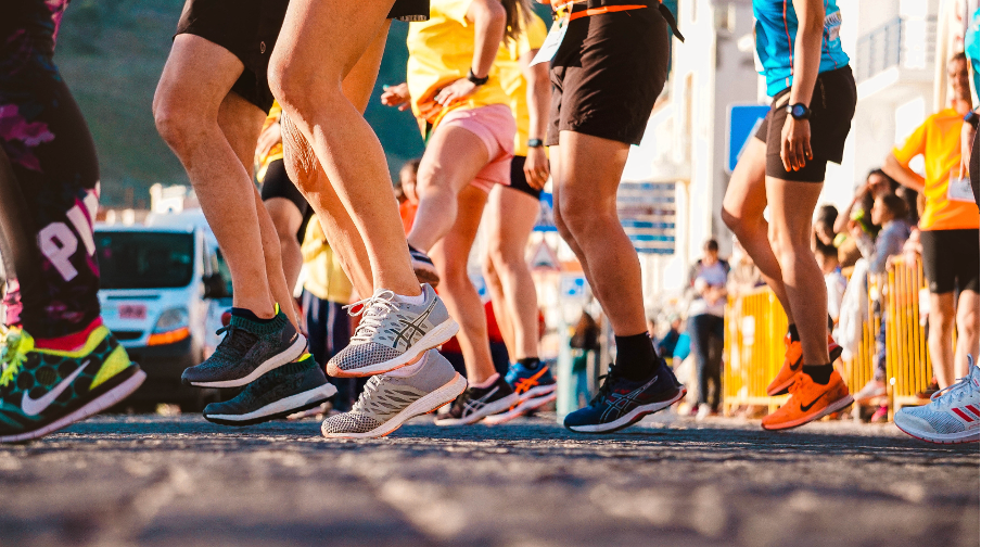 People running together outdoors